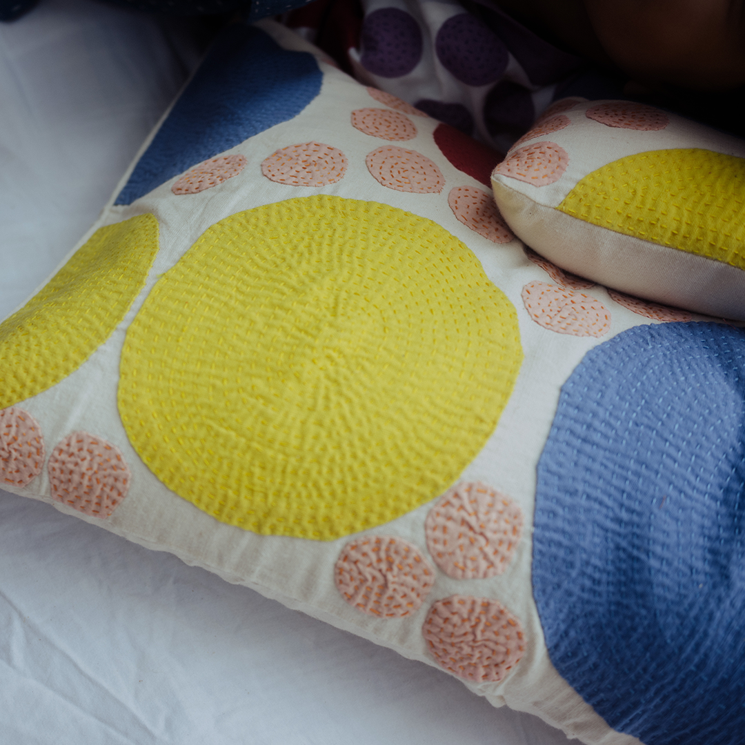 Friends of Jumbo Blue dot pillow