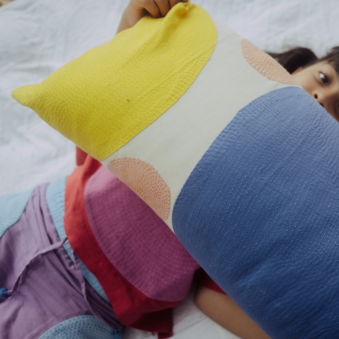 Friends of Jumbo Blue dot pillow