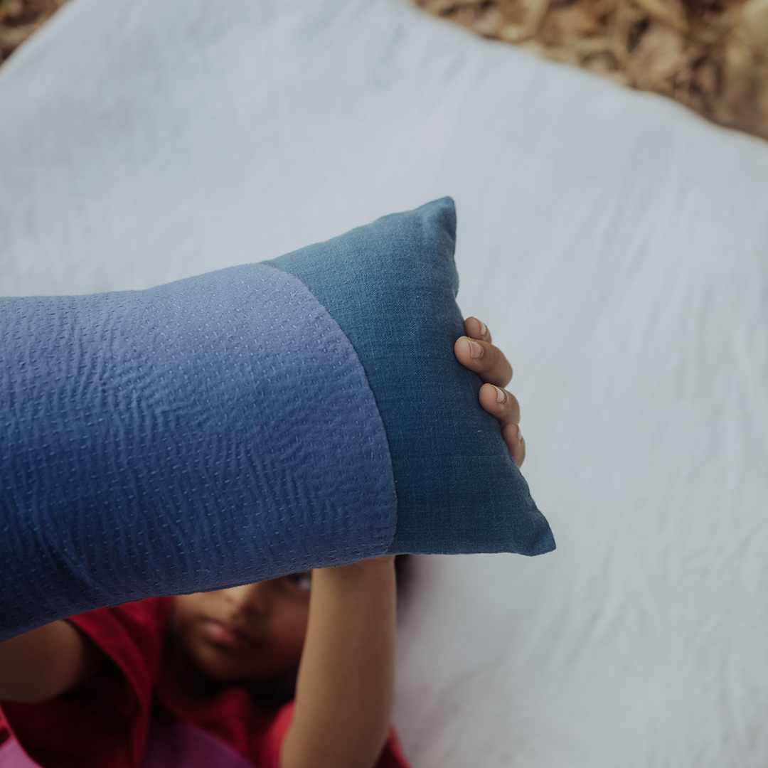 Blue meets Blue Dot Pillow