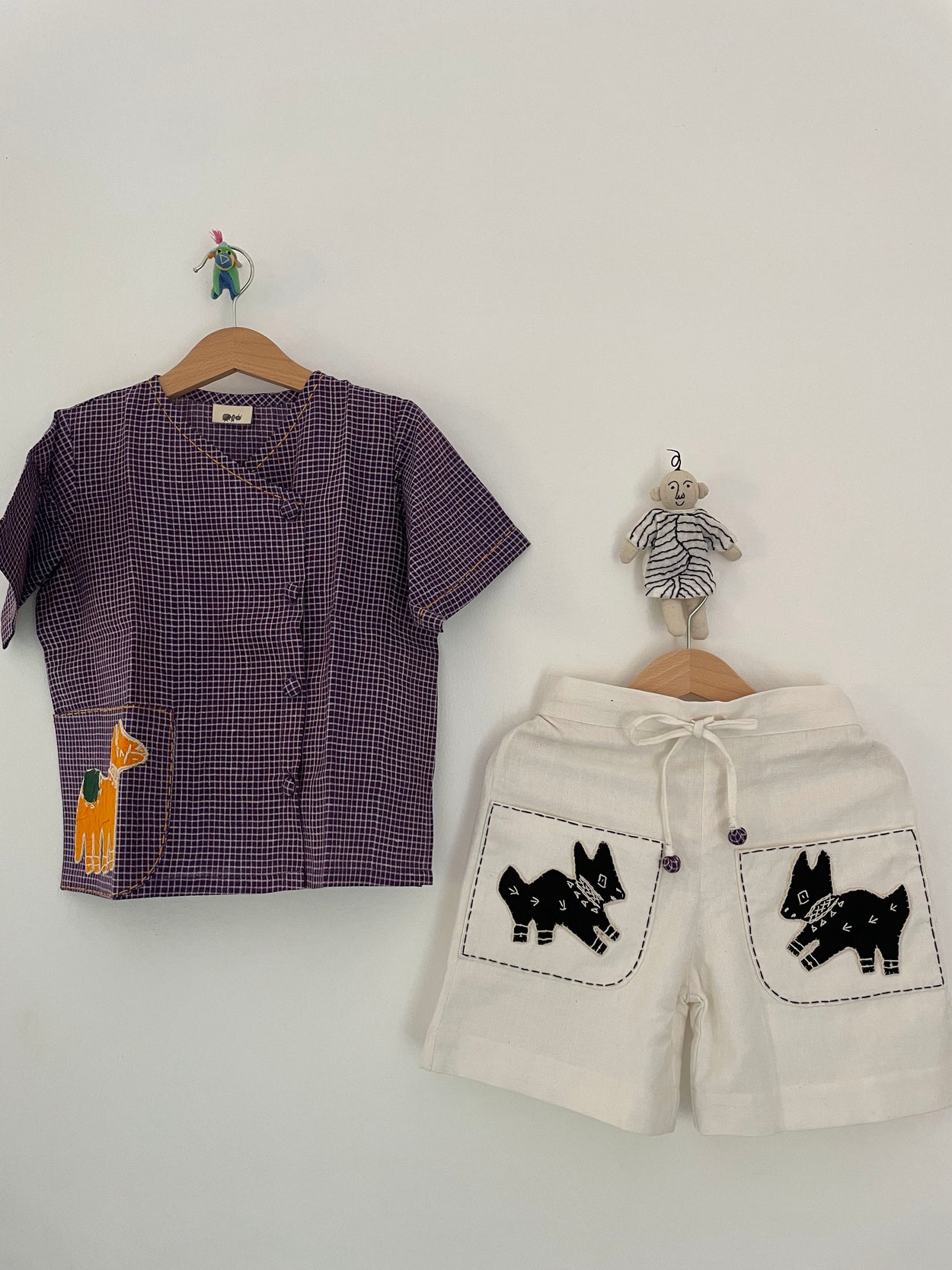 Hathi Ghoda - Purple checkered wrap shirt