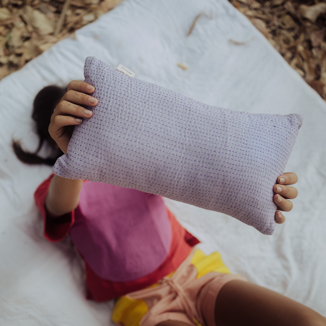 Shy Lilac Kantha Pillow