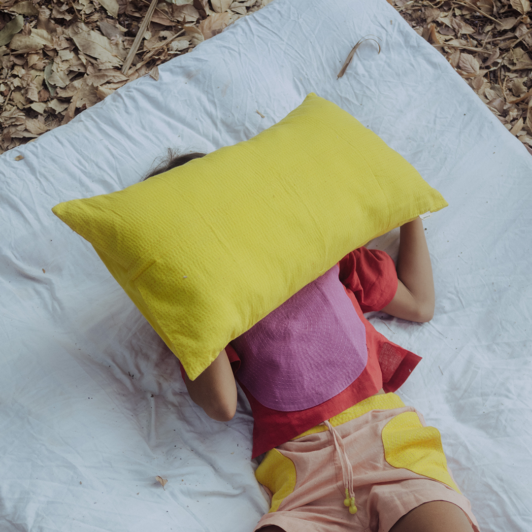 Happy Yellow kantha Pillow
