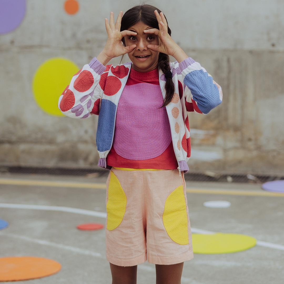 Yellow Split Dot - Shorts