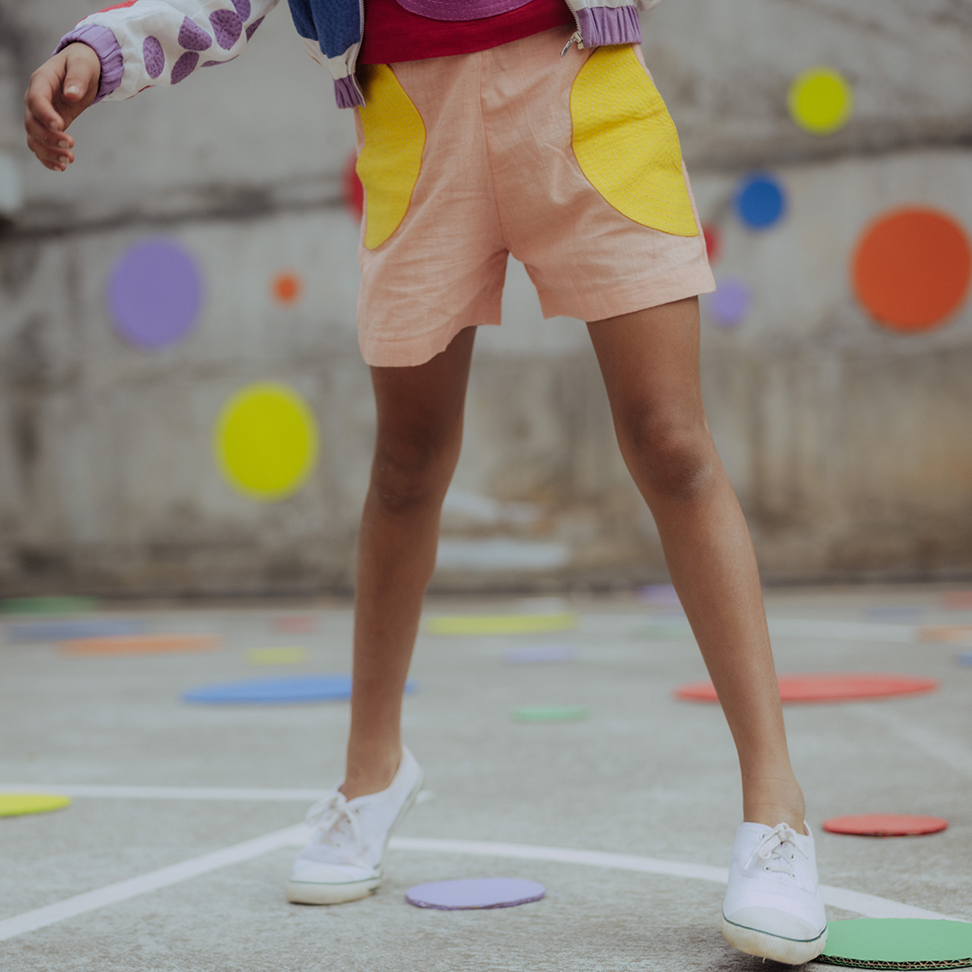 Yellow Split Dot - Shorts
