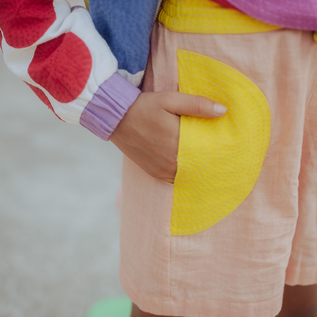 Yellow Split Dot - Shorts