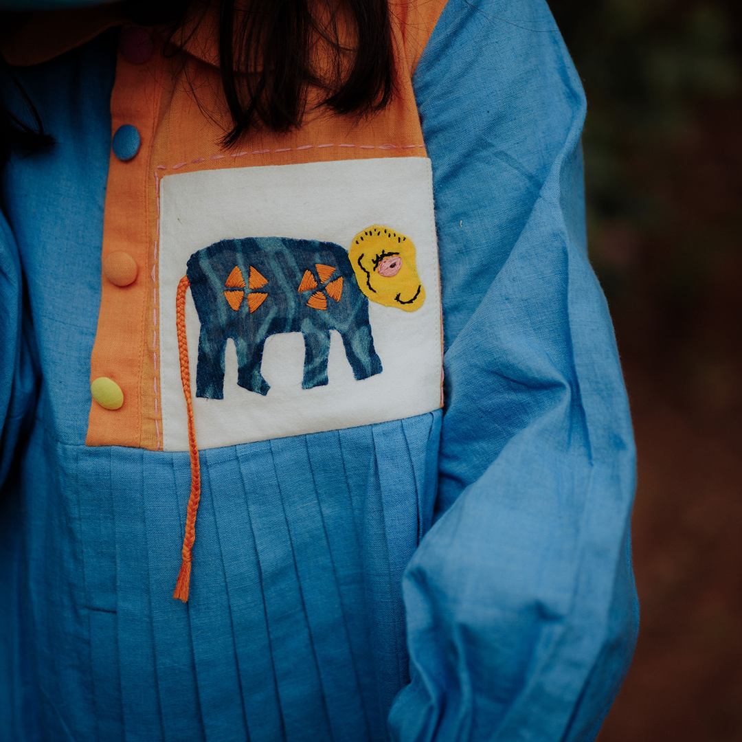 Monkey Secret Pocket Pleated Dress