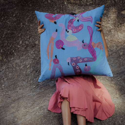 The Dancing Panchhis Cushion Cover
