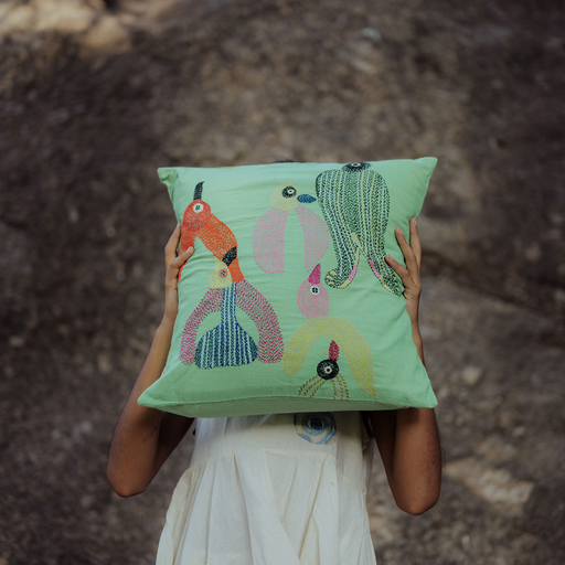Flock Together Panchhis Cushion Cover