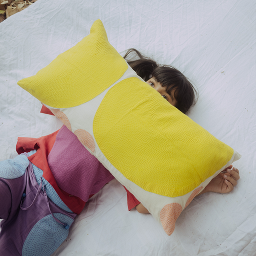 Yellow Meets Peach Dot Pillow