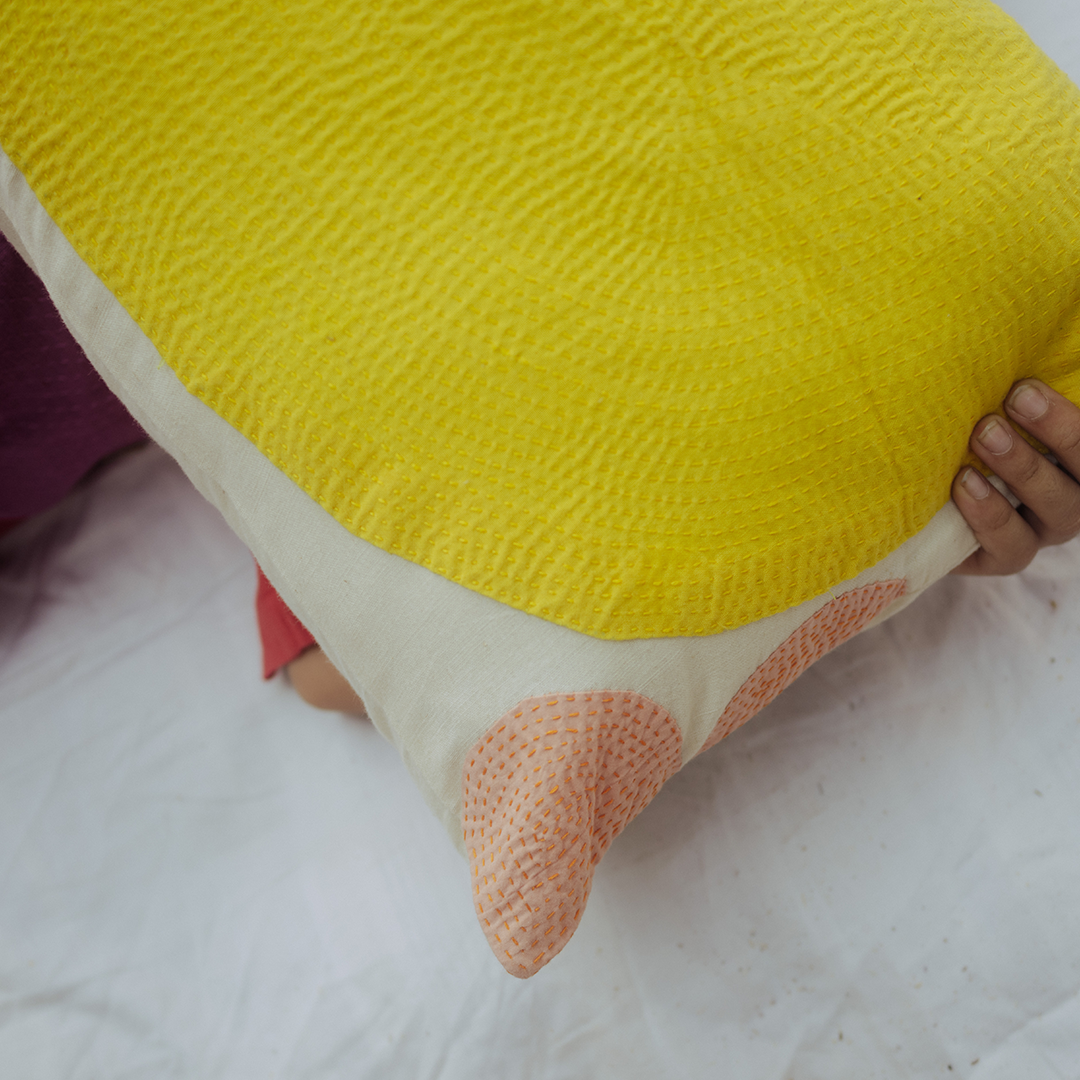 Yellow Meets Peach Dot Pillow
