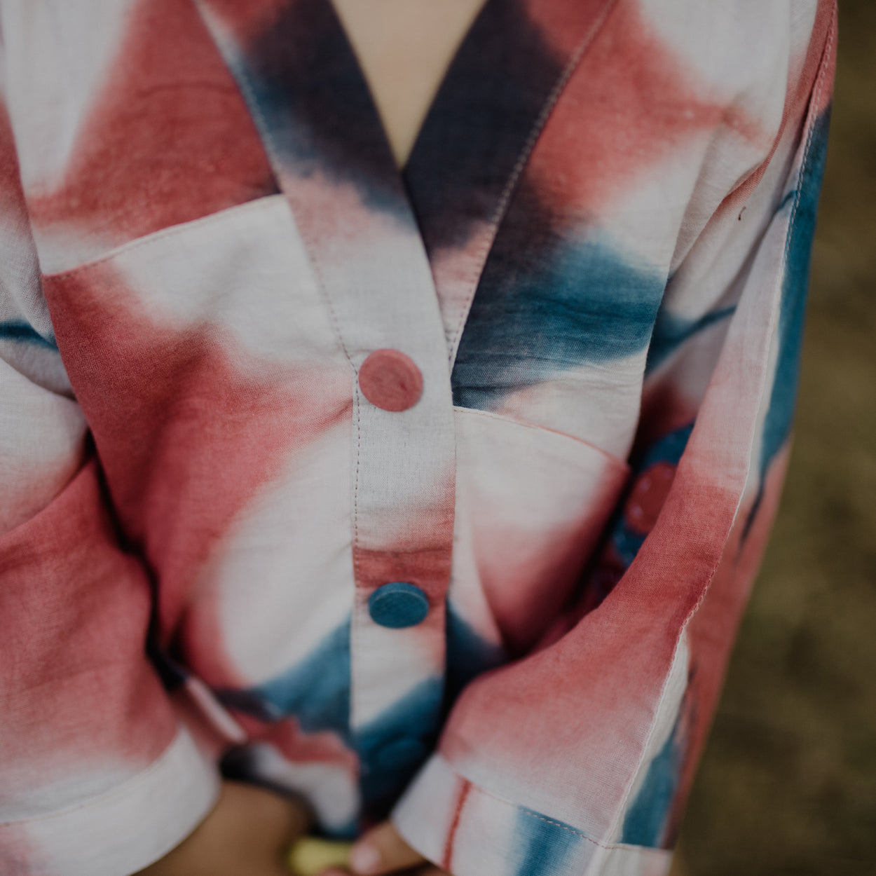 Indian Madder and Indigo Itajime Shirt