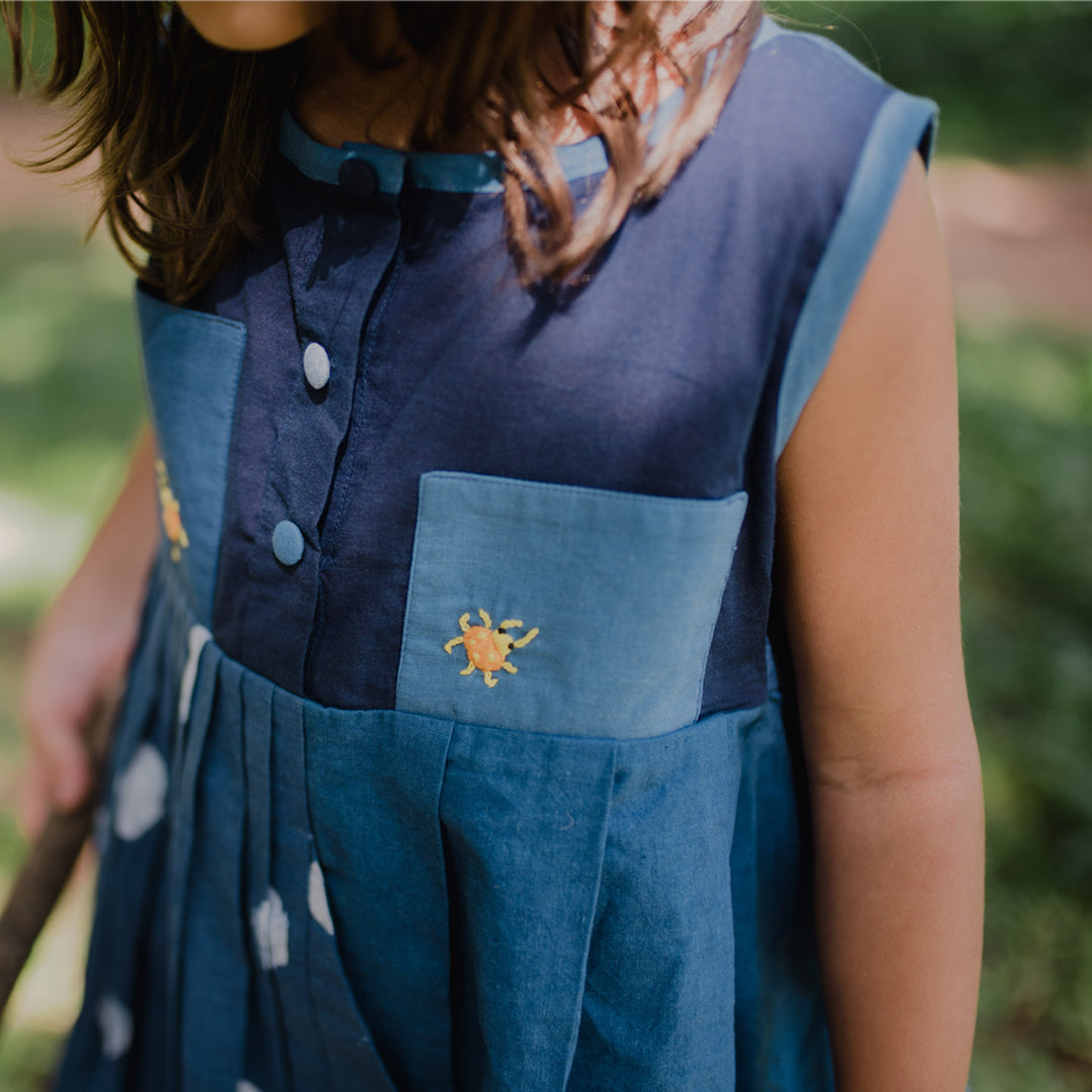 Blue Beetle Pleated Accordion Dress