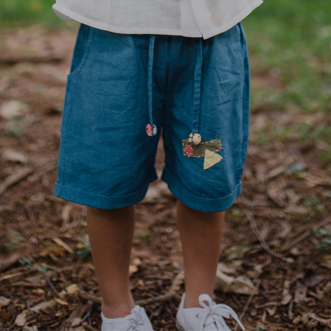 Milky Indigo Boro shorts