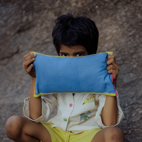 Funda de cojín Panchhi ancha y azul