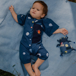 Blue Beetle Polka Romper
